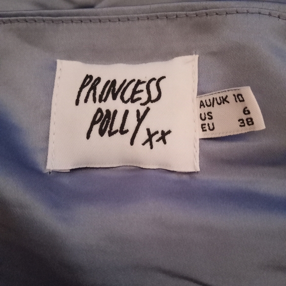 Princess Polly Ice Blue Satin Side Zip Halter Top Size 6 - Picture 5 of 7